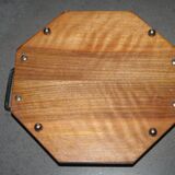 Plateau bois poignées chromées à 3 compartiments verre art déco