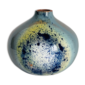 Vase goutte d'eau en terre cuite émaillée bleu