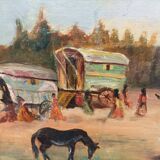 Oil on canvas, gypsy scene, 1970