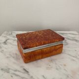 Vintage box in orange alabaster and chrome metal, Italy 1970s