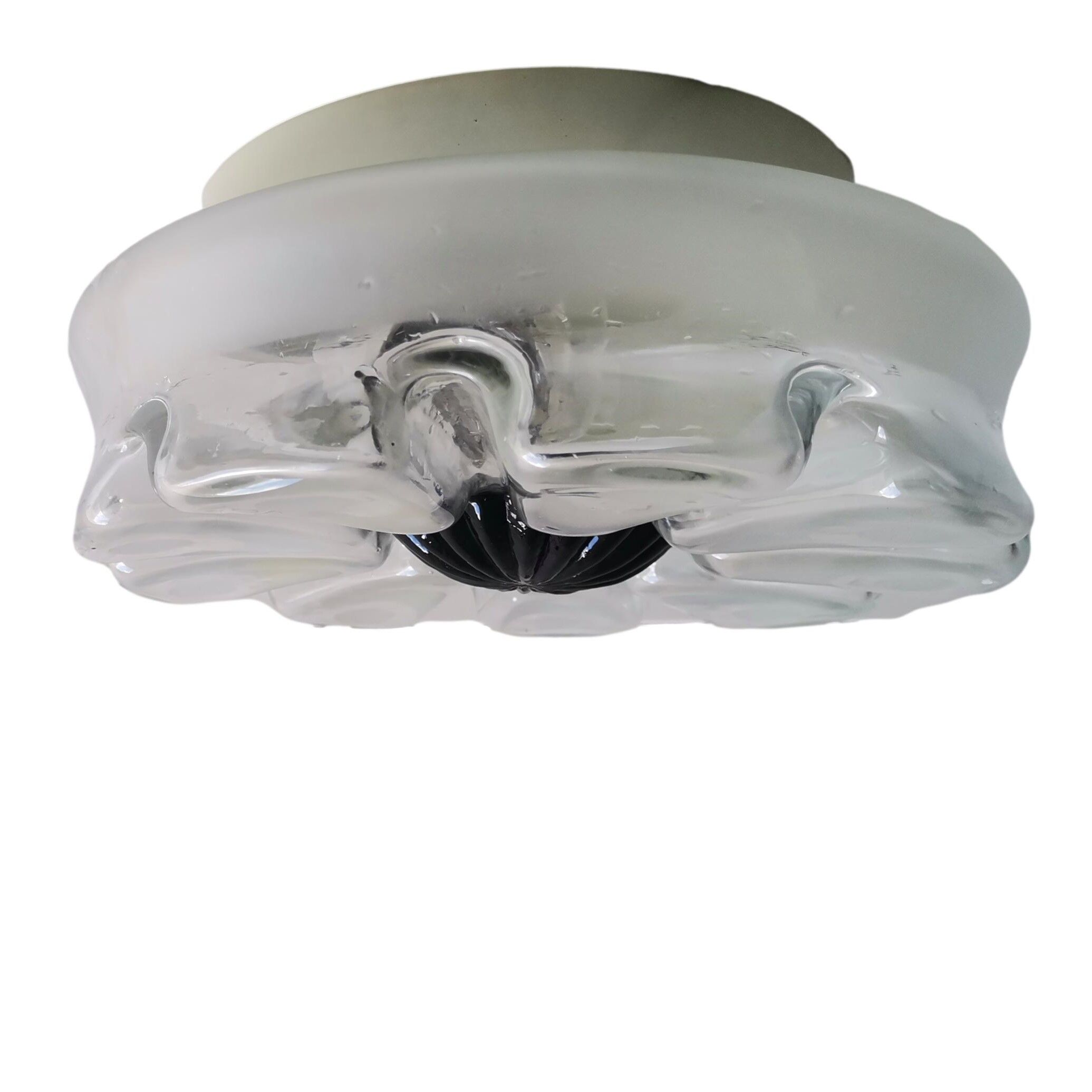 Mid Century modernist frosted glass flush mount ceiling or wall light fixture lamp, 1960s