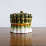 Vintage asparagus tableware sauce container, Italian majolica