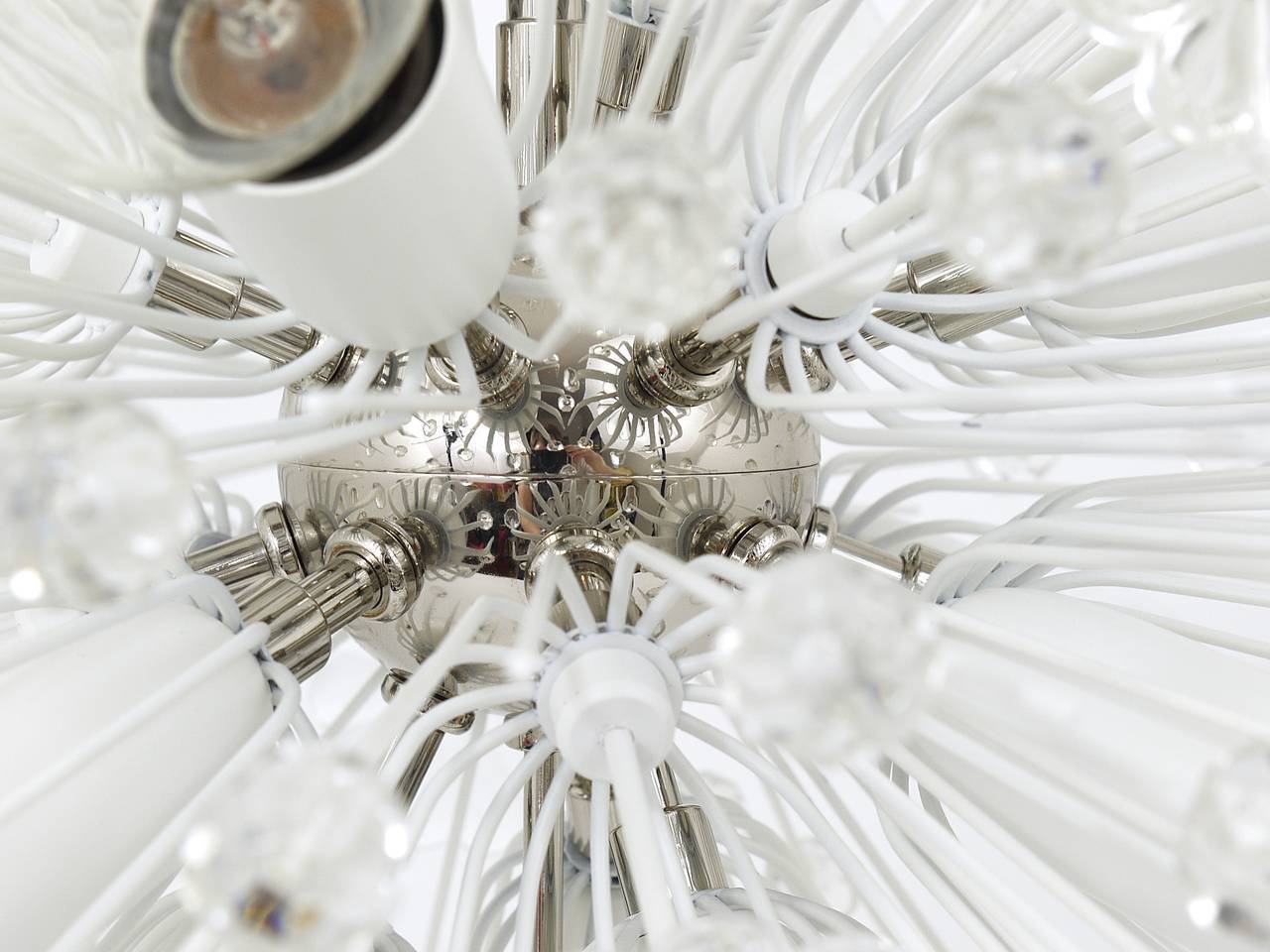 Blown glass lustre Dandelion Sputnik nickel-plated by Emil Stejnar, Rupert Nikoll