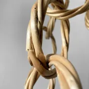 Large wicker suspension with three baskets, twisted ring chain.