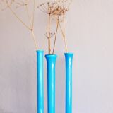 Vintage tall handblown orchid vases in azure blue by Artur Percy for Gullaskruf, 1970s, set of 3