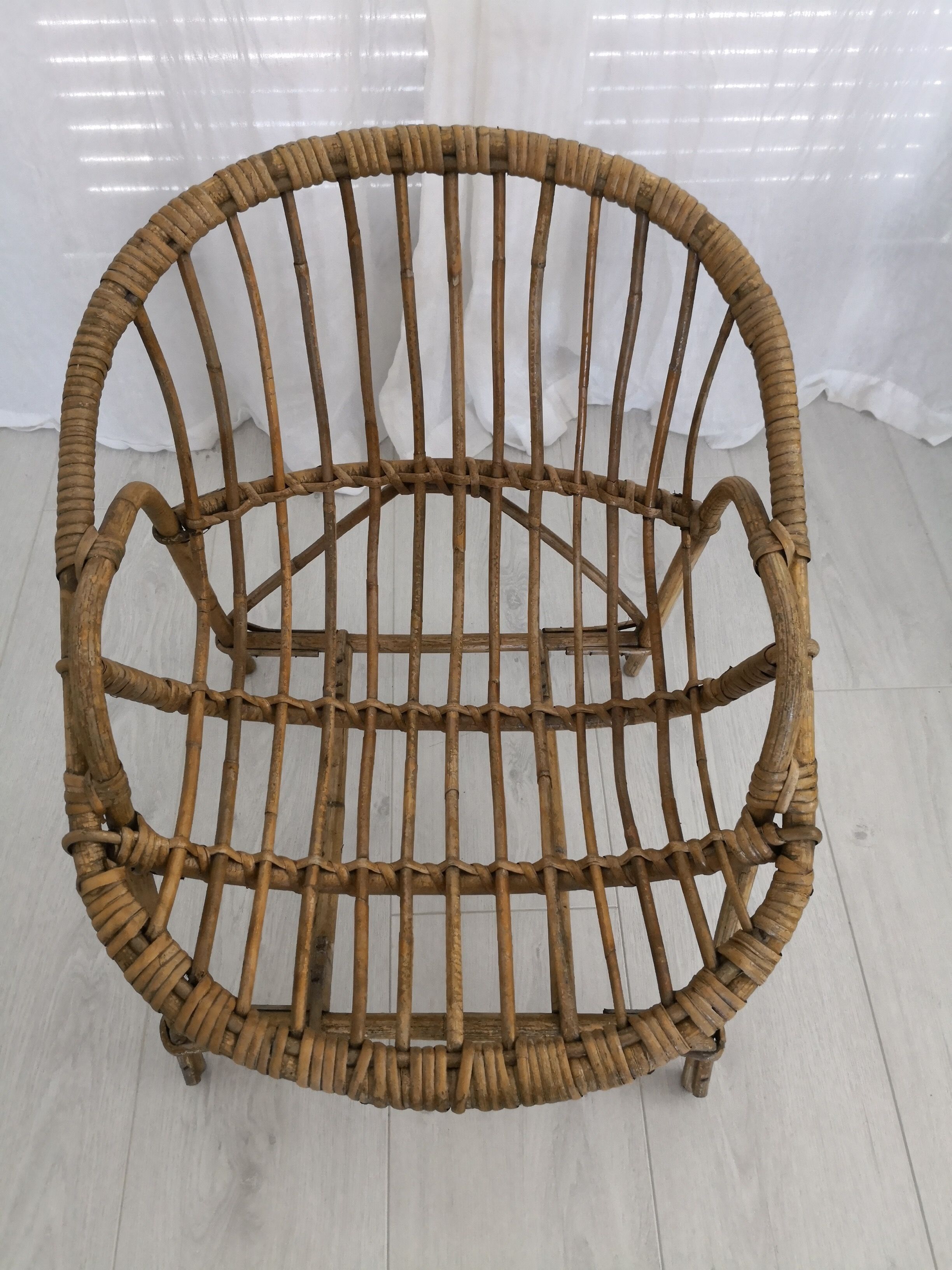 Children's rattan basket chair from the 70s