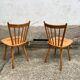 Set of 4 vintage beech bistro chairs – compass legs
