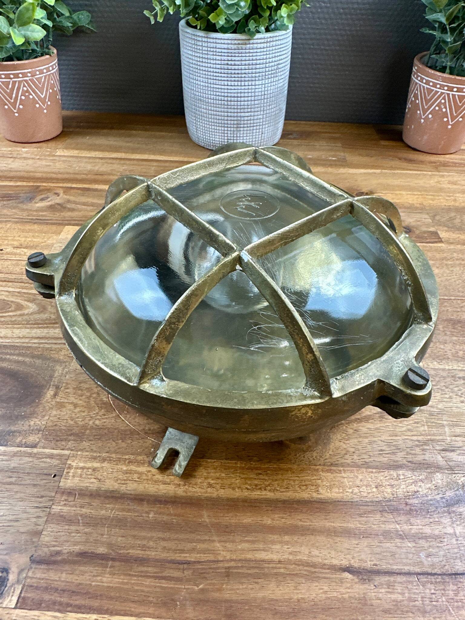 Vintage industrial brass clock – maritime/workshop style