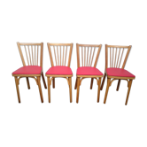 Lot of 4 red Baumann bistro chairs