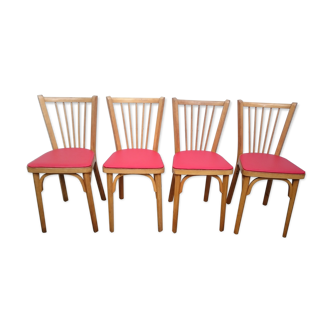 Lot of 4 red Baumann bistro chairs