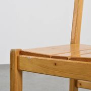 Set of six solid pine chairs by Maison Regain