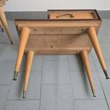 Pair of vintage 1960s asymmetrical bedside tables