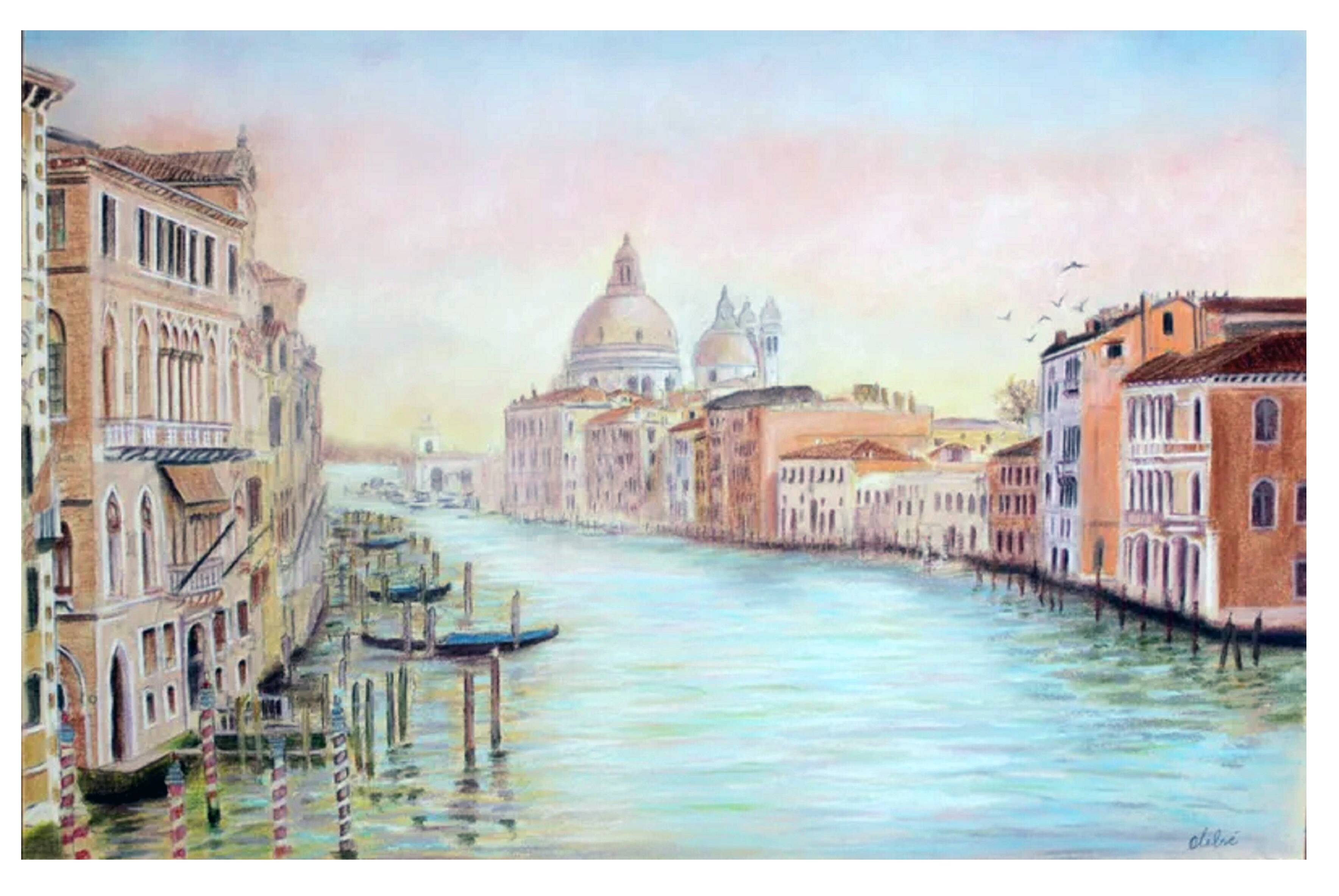 Dibujo de Venecia. Grand canal.