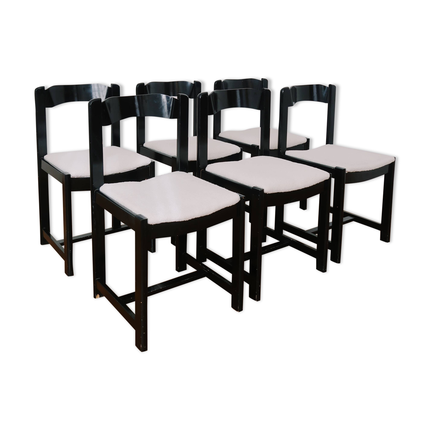 6 black lacquered and terry chairs