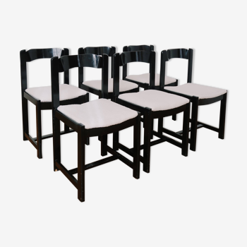 6 black lacquered and terry chairs