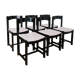6 chaises noires laquées et bouclette
