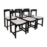 6 black lacquered and terry chairs