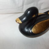 Duck box in black and golden lacquered wood