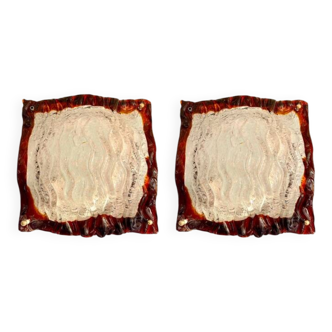 Mazzega two-tone Murano glass wall lights, Italy 1970