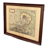 Engraving map siege & surrender La Rochelle -1628