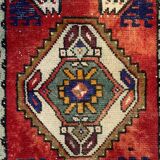 Small Vintage Turkish Rug 99x50 cm, Short Runner, Tribal, Shabby, Mini Carpet