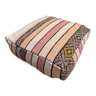 Handmade Berber Kilim pouf, floor cushion