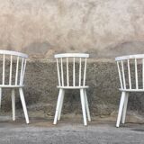 Trio of Scandinavian chair bistro troquet guinguette in curved wood
