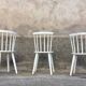 Trio of Scandinavian chair bistro troquet guinguette in curved wood