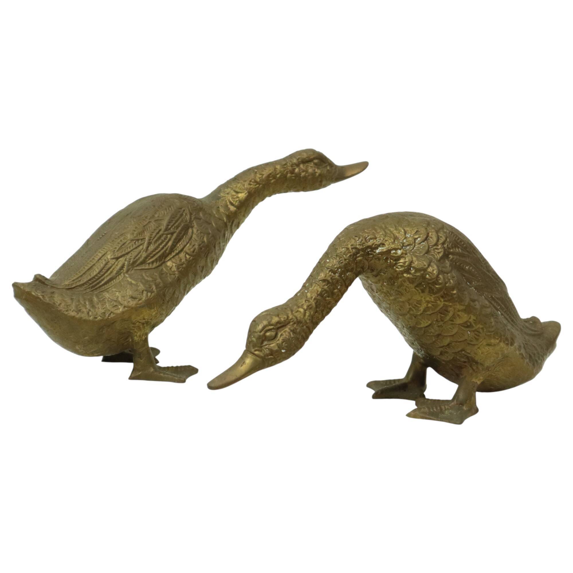 Pair of Bronze Ducks and Geese Figurines France 1940s