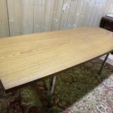 Italian dining table in wood and chrome signed "TRAU"