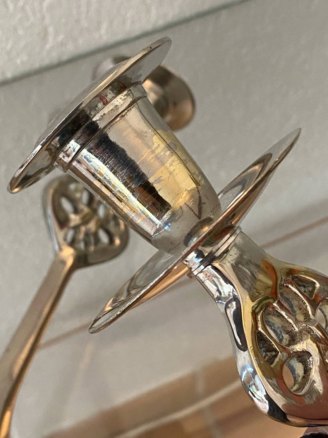 Pair of Art Nouveau style silver-plated metal candlesticks