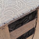 Canapé-lit danois des années 1950, laine d'ameublement rouge/beige, pieds en bois de frêne.