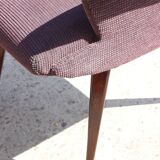 Pair of vintage purple velvet compass foot armchairs 1950s