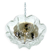 Lampe de plafond vintage La Murrina en verre de Murano clair et en laiton. Italie années 1980.
