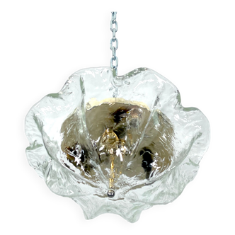 Vintage La Murrina ceiling lamp in clear Murano glass and brass. Italy 1980s