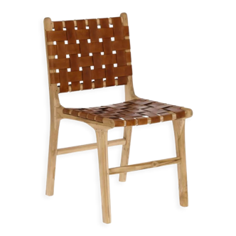 Leather and wood chair