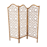 Vintage screen made of bamboo, wicker and leather