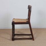 Set of 8 wooden chairs, Breton work from the 1940s.