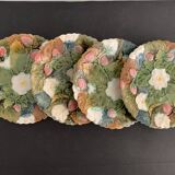 4 old and numbered dessert plates in slurry, strawberry model