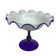 Vintage footed coupe in opaline white and cobalt blue blown glass –