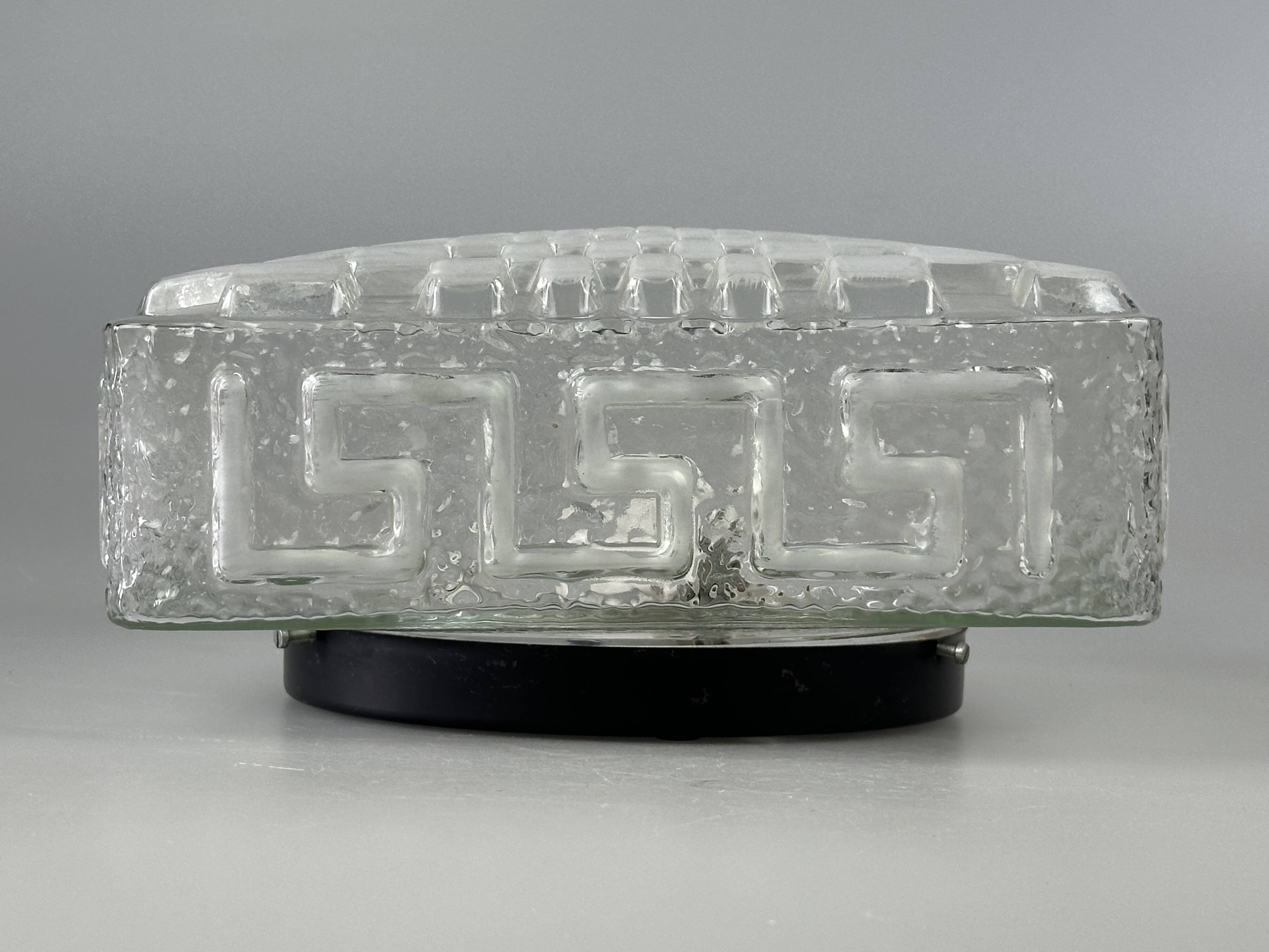1960s 1970s Lamp Light Ceiling Flush Mount Glass German Design