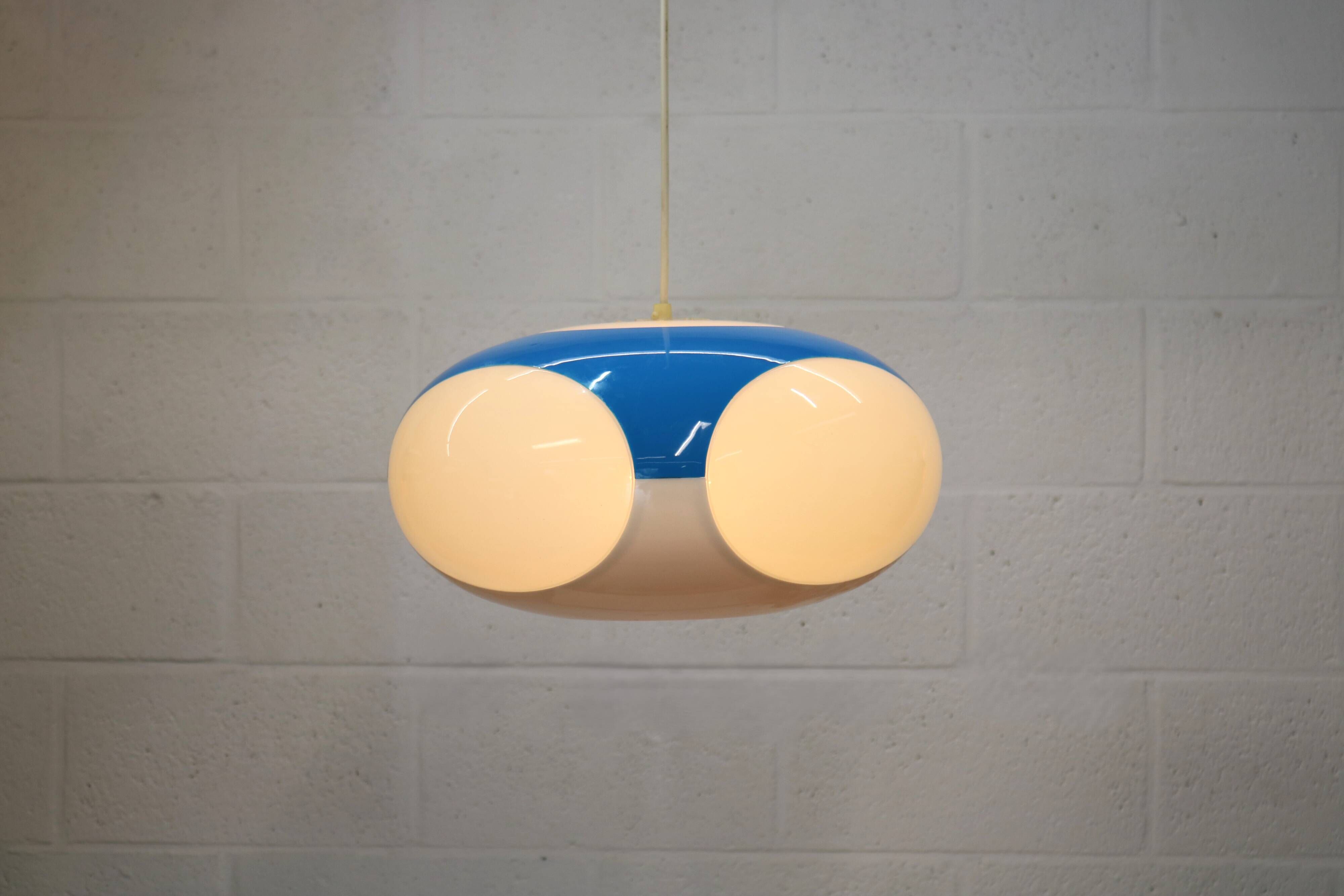 Unique Space age bug eye ufo lamp *** Massive Belgium *** blue and white
