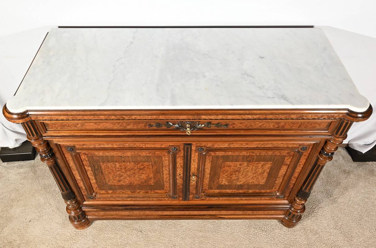 Commode Buffet in Amboyna Burl and Rosewood, Louis XVI style – 2nd Part 19th