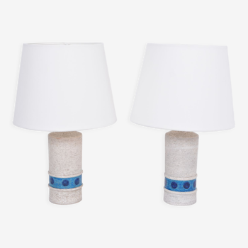 Pair of white italian mid-century ceramic table lamps by aldo londi for bitossi