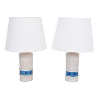Pair of white italian mid-century ceramic table lamps by aldo londi for bitossi