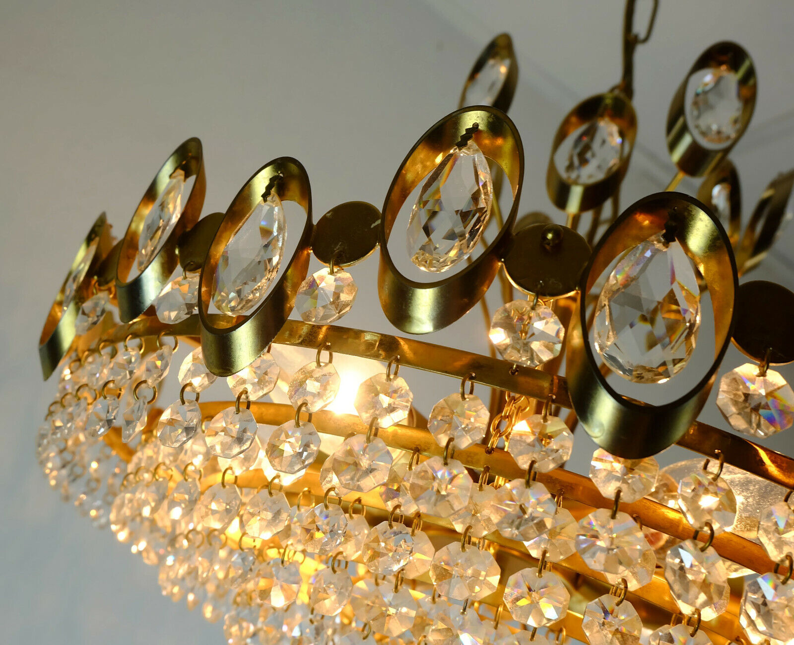 Mid century chandelier Palwa crystal glass