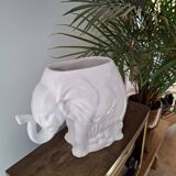 Elephant vase / cache pot in white ceramic