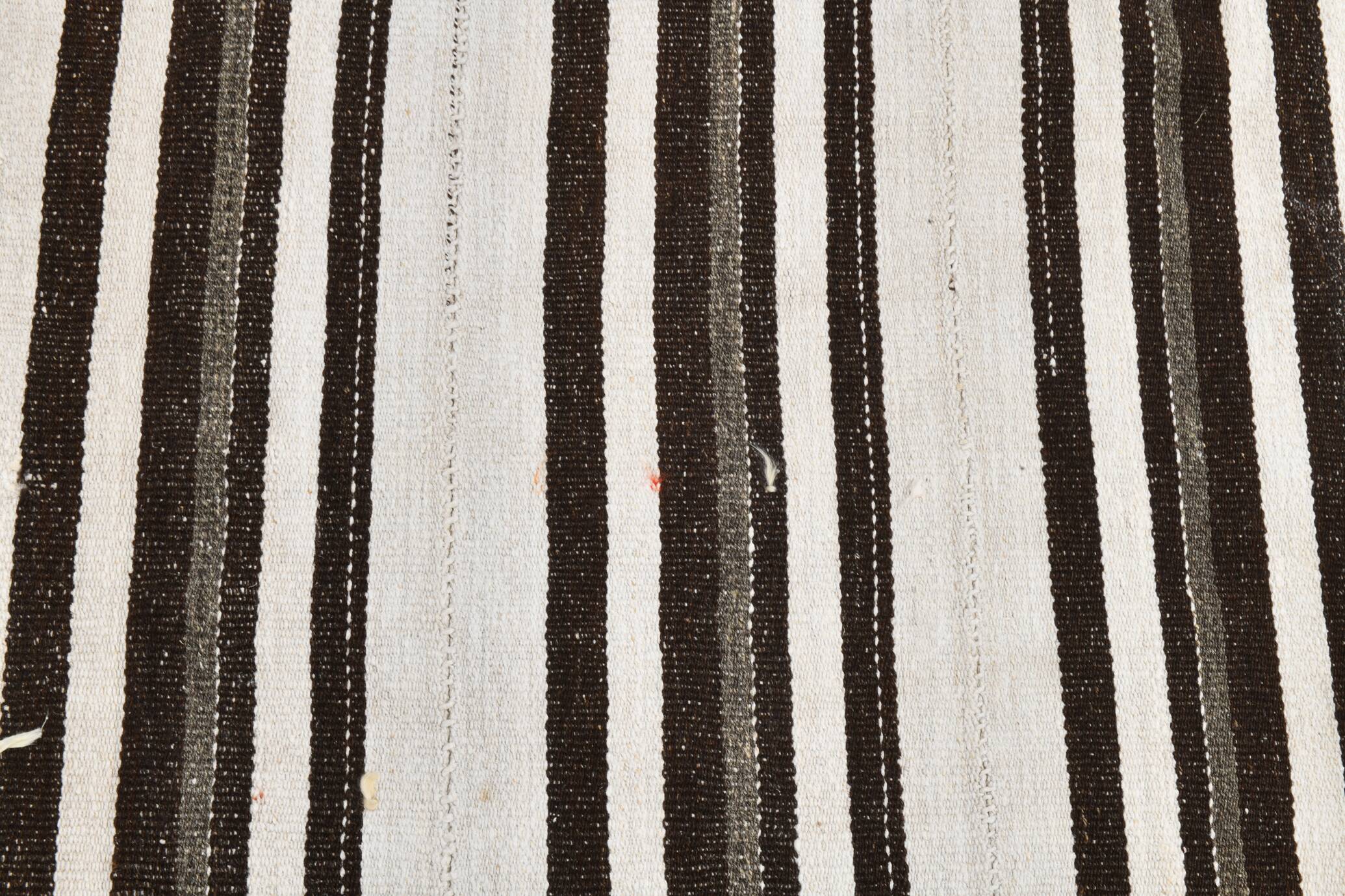 7x10 Beige & Brown Handwoven Turkish Kilim Rug, 206x304 Cm