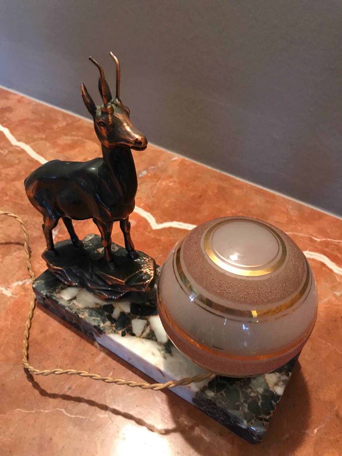 Very pretty art deco chamois table lamp