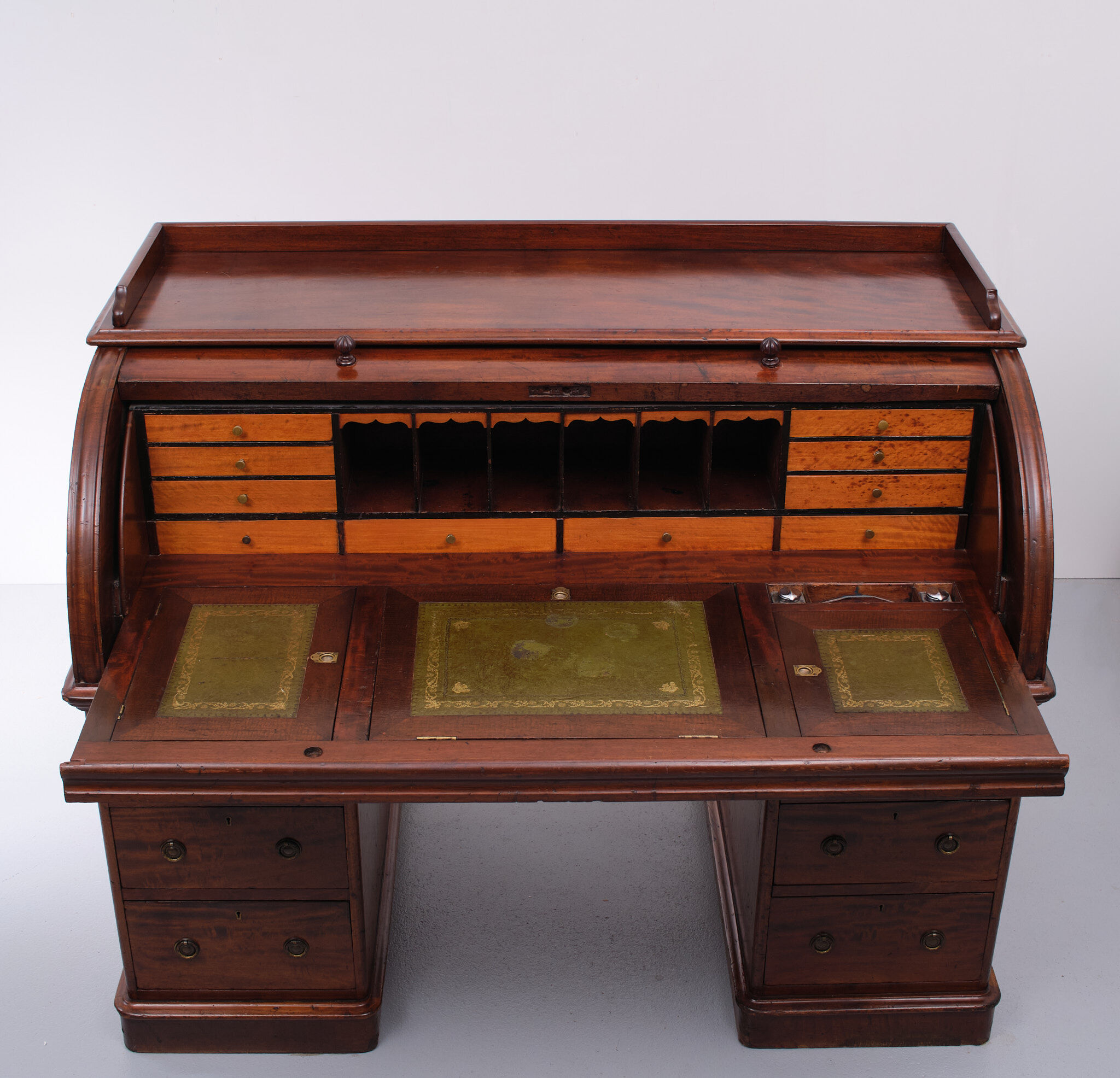 Antique Hobbs & Co. English Roll Top Cylinder Desk